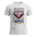 Here's the T's LLC 250 Years of Freedom eagle fireworks design with American flag and patriotic text.